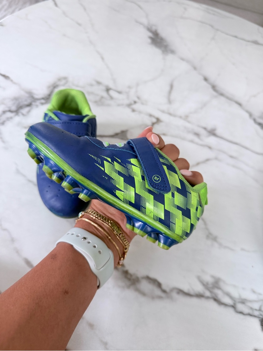 Stride Rite Kids Soccer Cleats - Blue and Lime - Picture 9 of 11